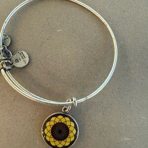 Alex and Ani Silver Bracelet with Yellow and Purple Charm
